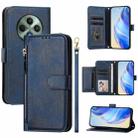 For OPPO Reno12 F 4G Global Multi-Card Slots Zipper Wallet Leather Phone Case(Blue) - 1