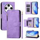 For OPPO Find X8 Pro Multi-Card Slots Zipper Wallet Leather Phone Case(Purple) - 1