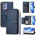 For OnePlus 9 Multi-Card Slots Zipper Wallet Leather Phone Case(Blue) - 1