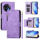 For OnePlus 11R Global Multi-Card Slots Zipper Wallet Leather Phone Case(Purple) - 1