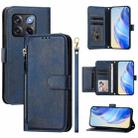 OnePlus Ace Pro / OnePlus 10T Global Multi-Card Slots Zipper Wallet Leather Phone Case(Blue) - 1