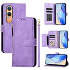 For OnePlus Nord CE4 Lite Global Multi-Card Slots Zipper Wallet Leather Phone Case(Purple) - 1