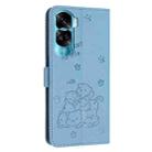 For Honor 90 Lite / X50i 5G Embossed Kitten Phone Leather Case with Lanyard(Blue) - 3