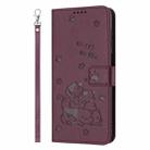 For Honor 90 Lite / X50i 5G Embossed Kitten Phone Leather Case with Lanyard(Wine Red) - 2