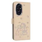 For Honor 200 5G Embossed Kitten Phone Leather Case with Lanyard(Beige) - 3