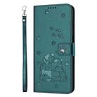 For Honor 200 5G Embossed Kitten Phone Leather Case with Lanyard(Dark Green) - 2