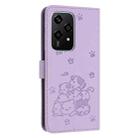 For Honor 200 Lite 5G Global Embossed Kitten Phone Leather Case with Lanyard(Purple) - 3