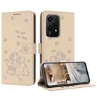 For Honor 200 Lite 5G Global Embossed Kitten Phone Leather Case with Lanyard(Beige) - 1