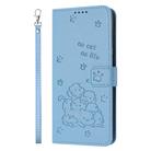 For Honor 200 Lite 5G Global Embossed Kitten Phone Leather Case with Lanyard(Blue) - 2