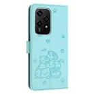 For Honor 200 Lite 5G Global Embossed Kitten Phone Leather Case with Lanyard(Mint Green) - 3