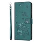 For Honor 200 Lite 5G Global Embossed Kitten Phone Leather Case with Lanyard(Dark Green) - 2