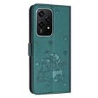 For Honor 200 Lite 5G Global Embossed Kitten Phone Leather Case with Lanyard(Dark Green) - 3