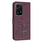 For Honor 200 Lite 5G Global Embossed Kitten Phone Leather Case with Lanyard(Wine Red) - 3
