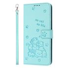 For Honor 200 Pro 5G Embossed Kitten Phone Leather Case with Lanyard(Mint Green) - 2