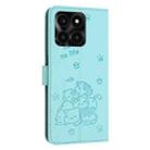 For Honor X6a / X6b Embossed Kitten Phone Leather Case with Lanyard(Mint Green) - 3