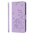 For Honor X7b 4G / 5G Embossed Kitten Phone Leather Case with Lanyard(Purple) - 2