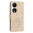 For Honor X7b 4G / 5G Embossed Kitten Phone Leather Case with Lanyard(Beige) - 3