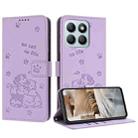 For Honor X8b Embossed Kitten Phone Leather Case with Lanyard(Purple) - 1