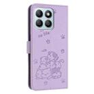 For Honor X8b Embossed Kitten Phone Leather Case with Lanyard(Purple) - 3