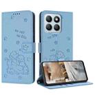 For Honor X8b Embossed Kitten Phone Leather Case with Lanyard(Blue) - 1