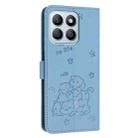 For Honor X8b Embossed Kitten Phone Leather Case with Lanyard(Blue) - 3