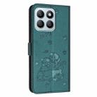 For Honor X8b Embossed Kitten Phone Leather Case with Lanyard(Dark Green) - 3