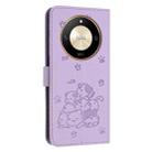 For Honor X50 / X9b Embossed Kitten Phone Leather Case with Lanyard(Purple) - 3