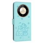For Honor X50 / X9b Embossed Kitten Phone Leather Case with Lanyard(Mint Green) - 3