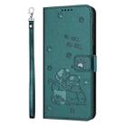 For Honor X50 / X9b Embossed Kitten Phone Leather Case with Lanyard(Dark Green) - 2