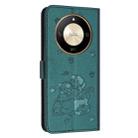 For Honor X50 / X9b Embossed Kitten Phone Leather Case with Lanyard(Dark Green) - 3