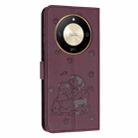 For Honor X50 / X9b Embossed Kitten Phone Leather Case with Lanyard(Wine Red) - 3