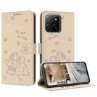 For Honor X5b / X5b Plus Embossed Kitten Phone Leather Case with Lanyard(Beige) - 1