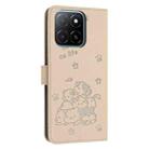 For Honor X5b / X5b Plus Embossed Kitten Phone Leather Case with Lanyard(Beige) - 3
