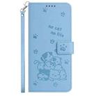 For Honor X5b / X5b Plus Embossed Kitten Phone Leather Case with Lanyard(Blue) - 2