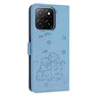 For Honor X5b / X5b Plus Embossed Kitten Phone Leather Case with Lanyard(Blue) - 3