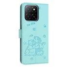 For Honor X5b / X5b Plus Embossed Kitten Phone Leather Case with Lanyard(Mint Green) - 3