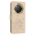 For Honor X9c Embossed Kitten Phone Leather Case with Lanyard(Beige) - 3