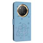 For Honor X9c Embossed Kitten Phone Leather Case with Lanyard(Blue) - 3