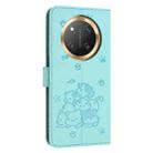 For Honor X9c Embossed Kitten Phone Leather Case with Lanyard(Mint Green) - 3