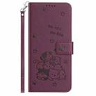 For Honor X9c Embossed Kitten Phone Leather Case with Lanyard(Wine Red) - 2