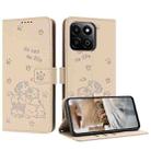 For Honor X7c 4G / 200 Smart Embossed Kitten Phone Leather Case with Lanyard(Beige) - 1