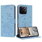 For Honor X7c 4G / 200 Smart Embossed Kitten Phone Leather Case with Lanyard(Blue) - 1