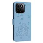 For Honor X7c 4G / 200 Smart Embossed Kitten Phone Leather Case with Lanyard(Blue) - 3