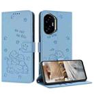 For Honor 300 Embossed Kitten Phone Leather Case with Lanyard(Blue) - 1