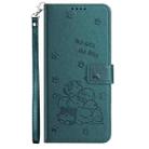 For Honor 300 Embossed Kitten Phone Leather Case with Lanyard(Dark Green) - 2