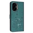 For Honor 300 Embossed Kitten Phone Leather Case with Lanyard(Dark Green) - 3