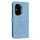 For Honor 300 Pro Embossed Kitten Phone Leather Case with Lanyard(Blue) - 3