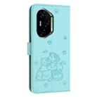 For Honor 300 Pro Embossed Kitten Phone Leather Case with Lanyard(Mint Green) - 3