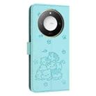 For Honor X60 / X9c Smart Embossed Kitten Phone Leather Case with Lanyard(Mint Green) - 3