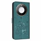 For Honor X60 / X9c Smart Embossed Kitten Phone Leather Case with Lanyard(Dark Green) - 3